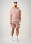 14 OZ Sleeveless Garment Dye Interlock Hooded Short Set