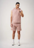 14 OZ Sleeveless Garment Dye Interlock Hooded Short Set