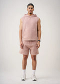 14 OZ Sleeveless Garment Dye Interlock Hooded Short Set