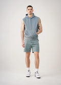 14 OZ Sleeveless Garment Dye Interlock Hooded Short Set