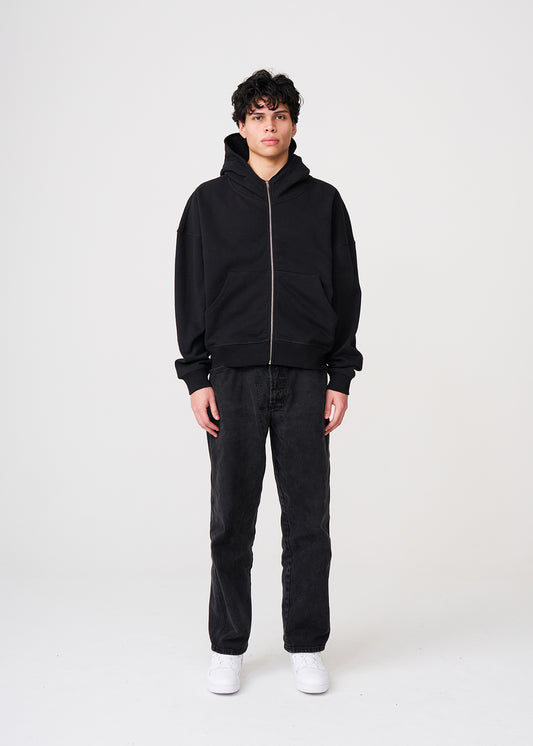 Black Heavyweight Full-Zip Sweatshirt