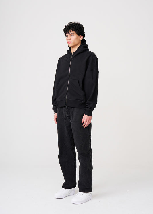 Black Heavyweight Full-Zip Sweatshirt