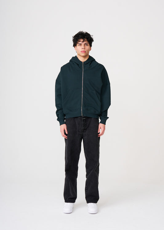 Dark Green Heavyweight Full-Zip Sweatshirt