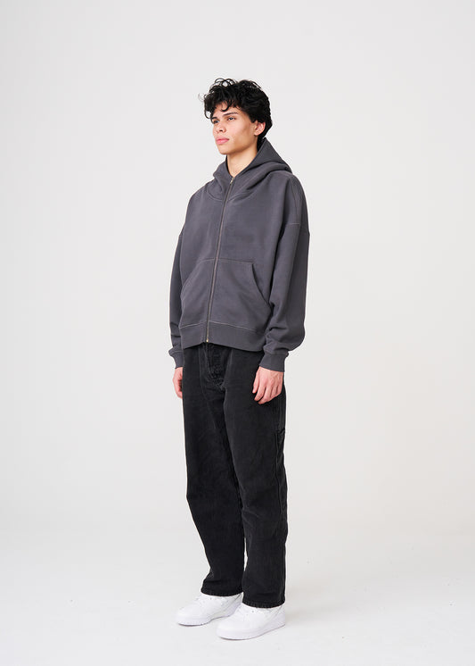 Dark Gray Heavyweight Full-Zip Sweatshirt